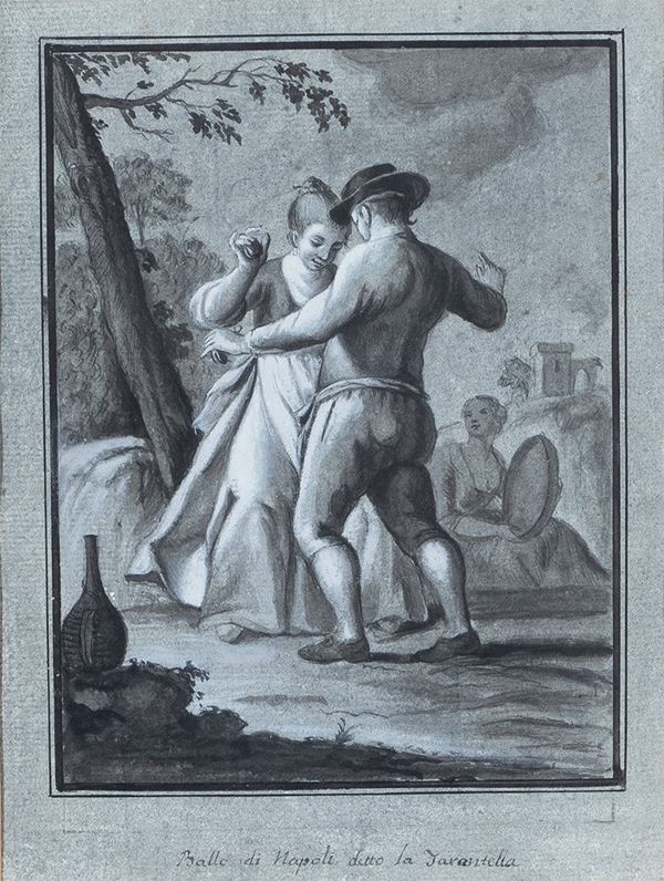 attribuito a Pietro Fabris (Napoli, 1740 &#8211; 1792) - Ballo di Napoli detto la Tarantella