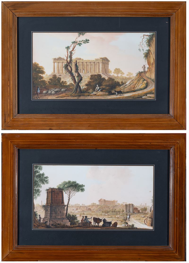 a)Il Templio della Concordia; b) La Valle dei Templi