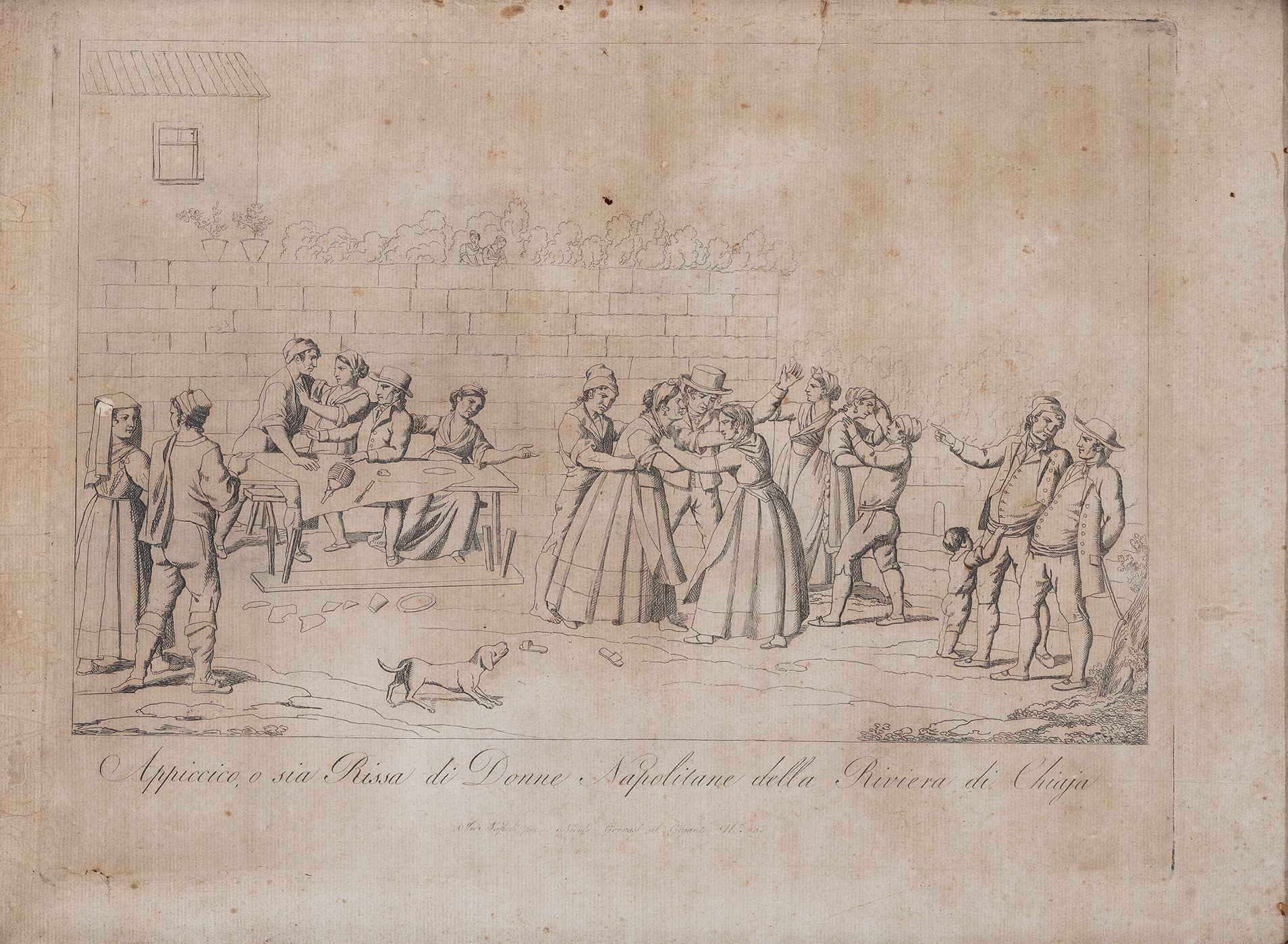 a) Costume napolitano nel ritorno dalla festa detta dell'architetto; b) Appiccico. Rissa tra donn...