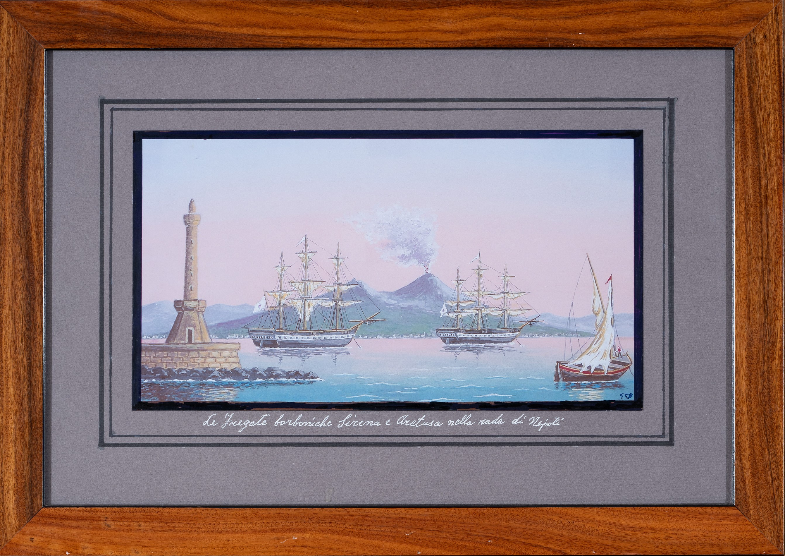 Le fregate borboniche Sirena e Aretusa nella rada di Napoli