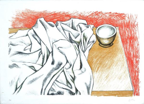 Renato Guttuso - Natura morta con drappo bianco