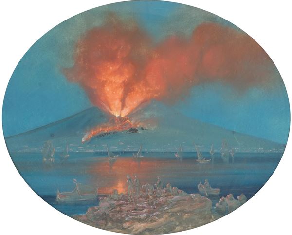 Scuola napoletana, XIX secolo - Eruzione notturna del Vesuvio