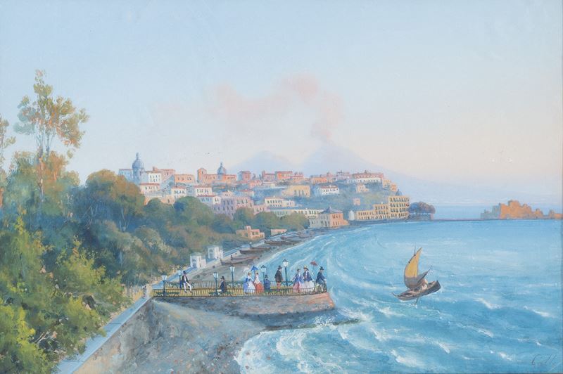 Lungomare di Napoli dallo scoglio di Mastro Lionardo