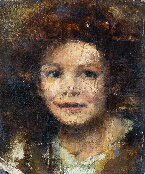 Scuola napoletana XIX secolo : Ritratto di fanciullo  - oil on table -  BUY NOW -  Paintings, furniture and art objects - Blindarte Casa d'Aste