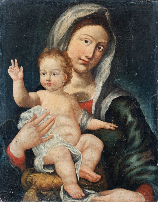 Scuola napoletana, fine XVIII secolo - Madonna con bambino