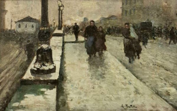 Attilio  Pratella - Il ponte della Maddalena innevato