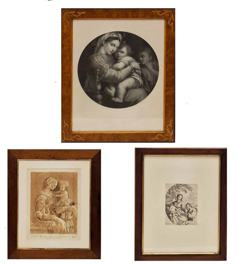 a) Luigi Calamatta (Civitavecchia 1801 - Milano 1869) La Madonna della Seggiola; b)da Filippo Lip...