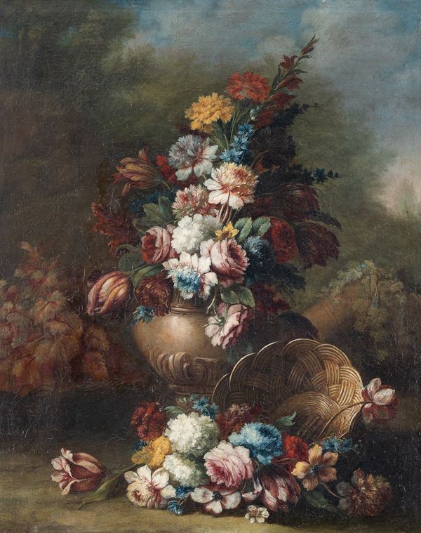 attribuito a Francesco Lavagna (Napoli, 1684 - 1724) - Triumph of peonies and roses