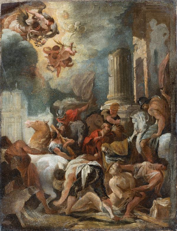 Scuola bolognese, XVII secolo - Martirio di Sant'Elmo o Erasmo, preparatory sketch