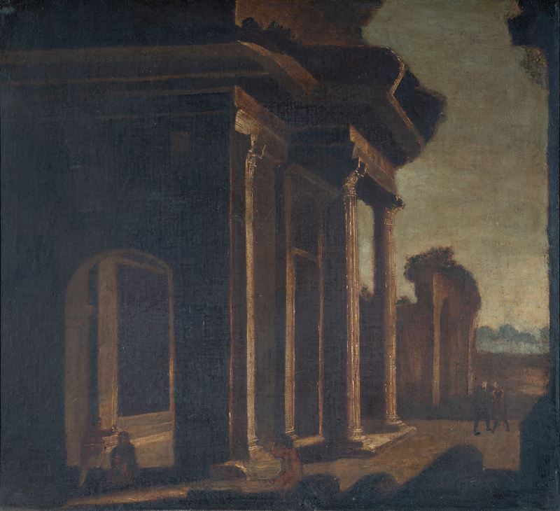 Porticato di un edificio classico in rovina
