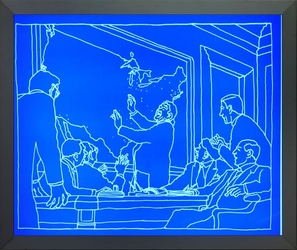 Antoni Muntadas : Senza titolo  - Screen-printed glass in light box - Asta Arte Moderna e Contemporanea - Blindarte Casa d'Aste