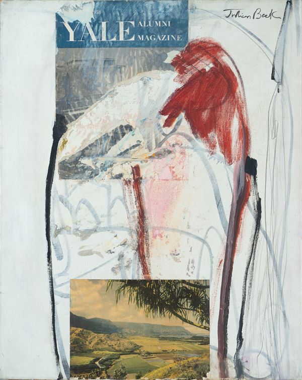 Julian Beck : Death by sea  (1958)  - Tecnica mista e collage su tela - Asta Arte Moderna e Contemporanea - Blindarte Casa d'Aste