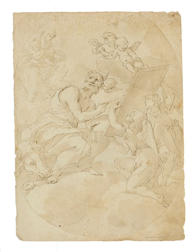 Studio per Ovale con San Luca che ritrae la Madonna col Bambino