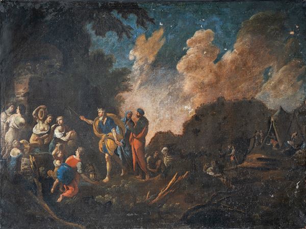 attribuito a Domenico Gargiulo, detto Micco Spadaro - Mosè fa scaturire l'acqua dalla roccia