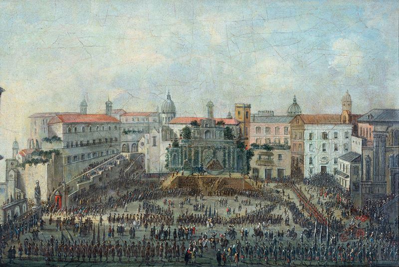Juan Ruiz (attivo a Napoli alla Metà Sec. XVIII) - Cuccagna al Largo di Palazzo