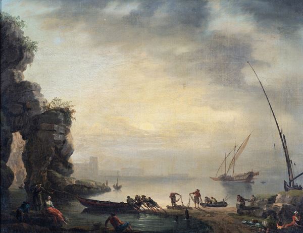 attribuito a Jean Antoine Vernet (Francia 1716, 1775) - Veduta dell'arco di Posillipo