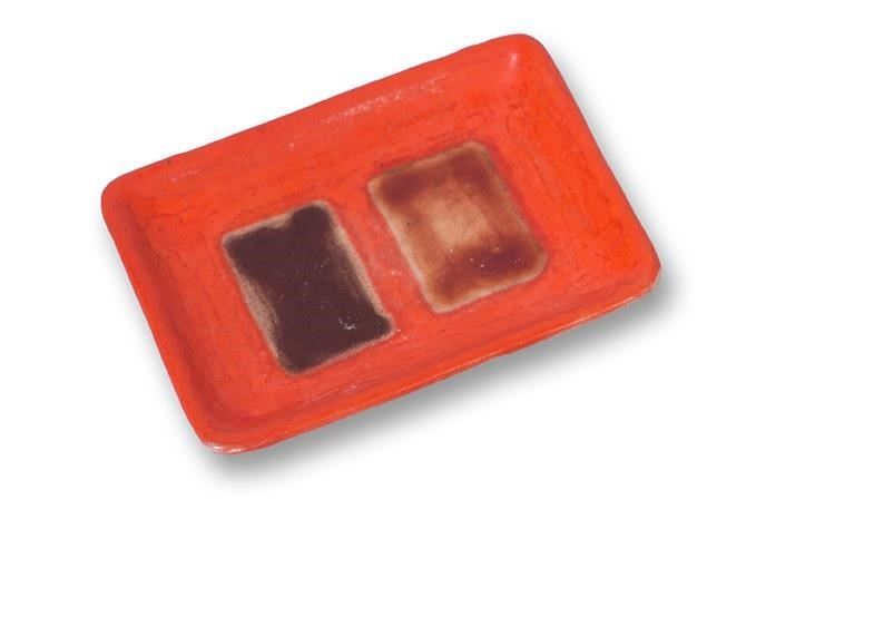 Piatto rettangolare in ceramica decorato a motivi geometrici