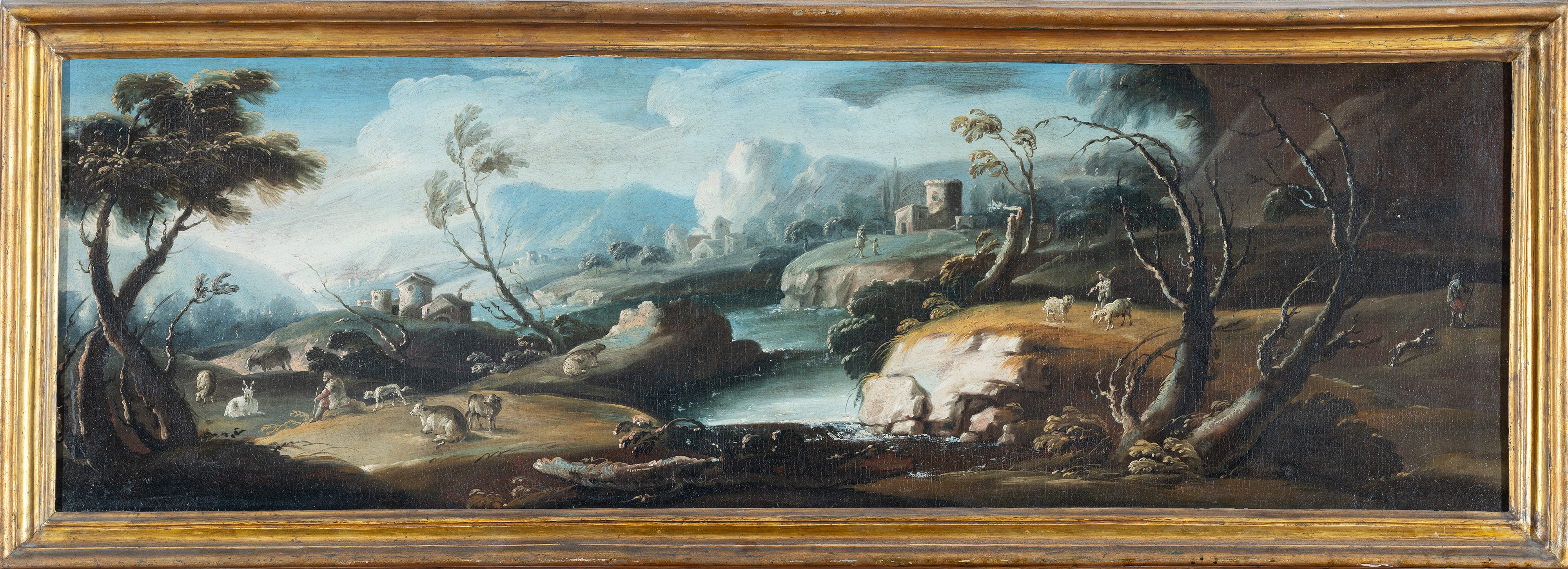 Paesaggio fluviale con armenti