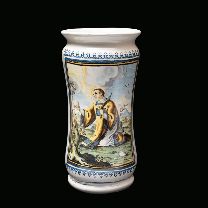 Albarello con Santo Stefano in preghiera