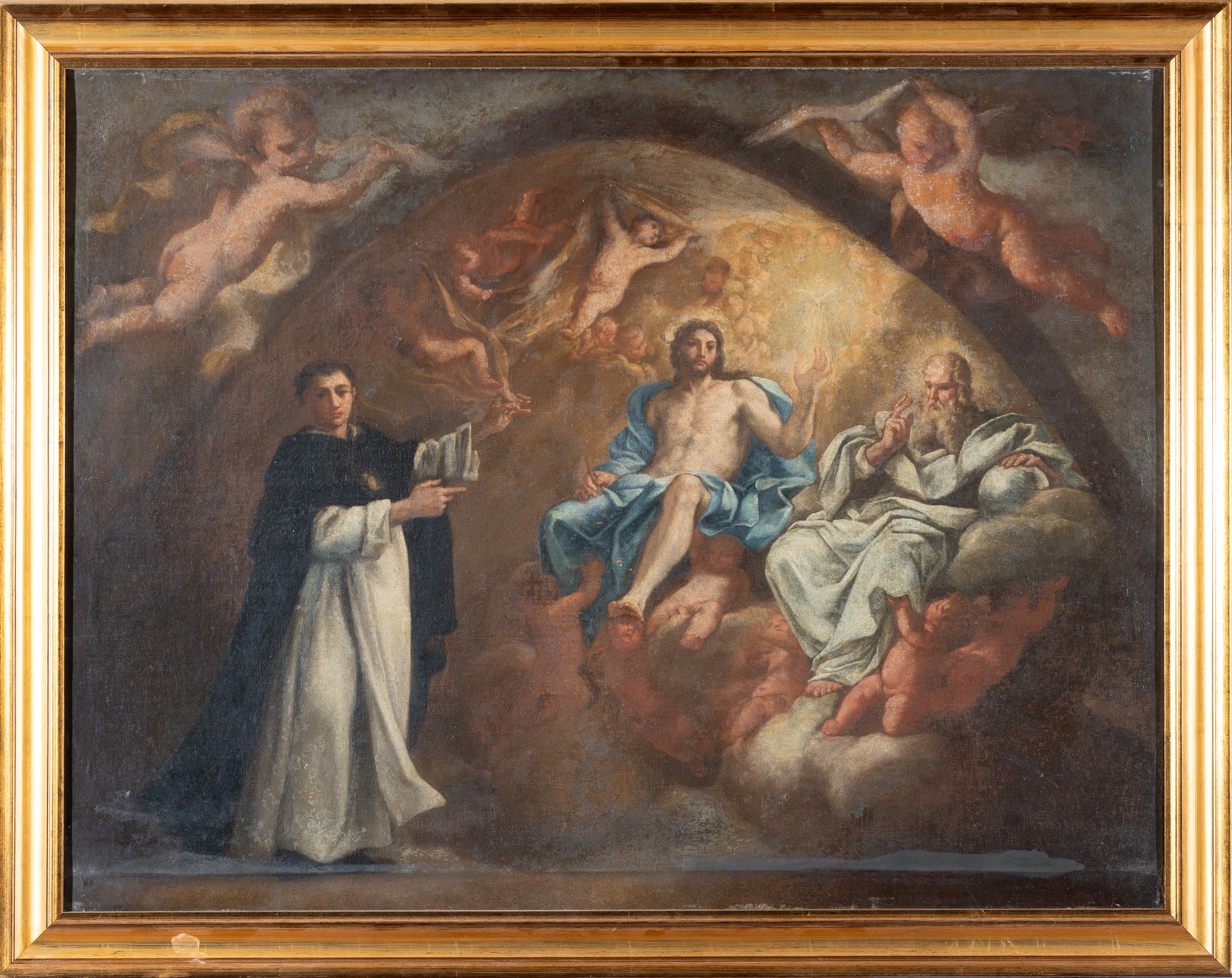 Scuola Italiana, Fine XVIII Secolo - Sant'antonio al Cospetto di Cristo e il Signore tra Angeli i...