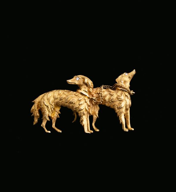 Spilla vintage  - in oro giallo 18 carati - Asta GIOIELLI, VINTAGE E OROLOGI - Blindarte Casa d'Aste