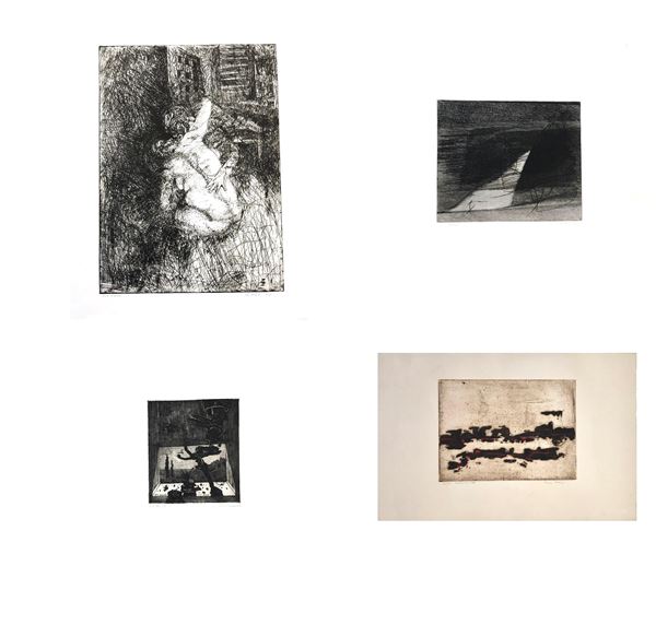 Ugo Attardi,Bruno Pulga,Francesco Franco,Sergio Minero - Single lot consisting of 4 etchings