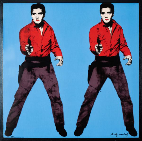 Andy Warhol - Rosenthal Wand-Object, Elvis Stehend Blau