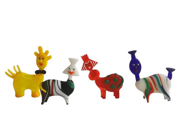 Riccardo Dalisi : Conoidi  - n.4 sculture in vetro di Murano - Asta GIOIELLI, OROLOGI, ARTI DECORATIVE, DESIGN E ARTE ORIENTALE - Blindarte Casa d'Aste