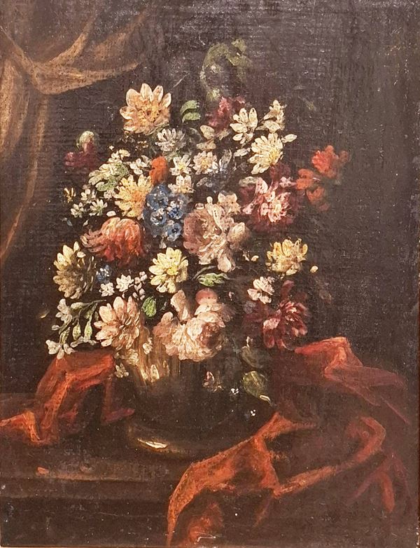 Scuola italiana, XIX secolo : Vaso con trionfo di fiori  - olio su tela - Auction Paintings, Drawings, Gouaches and Sculptures from the 19th and 20th centuries - Blindarte Casa d'Aste