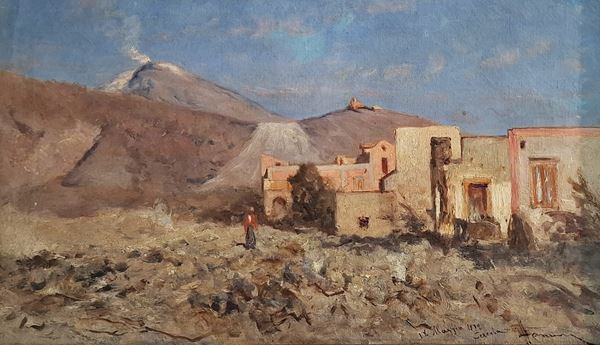 Francesco  Mancini, detto Lord - Eruzione del Vesuvio del 18 Maggio 1872 vista da Cercola