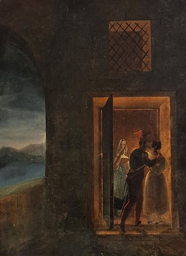 Scuola napoletana, XIX secolo - Bacio al chiaro di luna