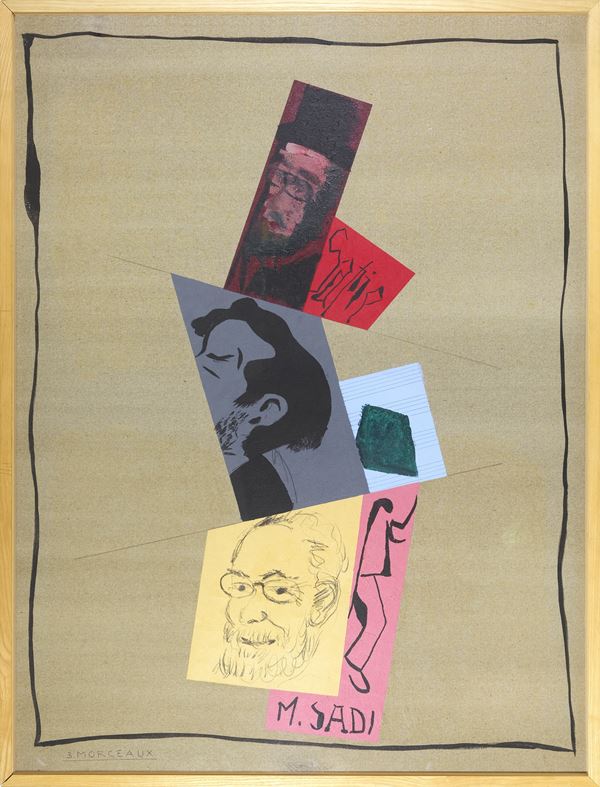 Aldo Mondino : 3 Morceaux en forme  (1976)  - Tecnica mista (matita e olio) su tela - Asta Arte Moderna e Contemporanea - Blindarte Casa d'Aste