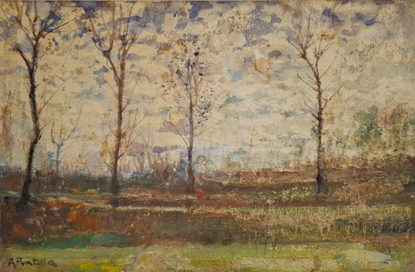 Attilio  Pratella (Lugo, 1856 - Napoli, 1949) - Bosco con alberi