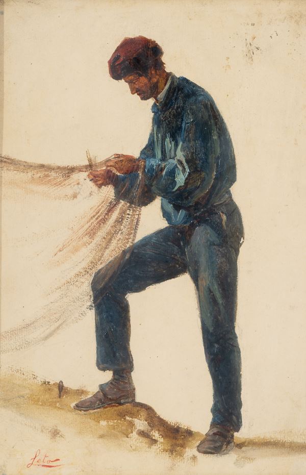 Antonino Leto (Monreale, 1844 - Capri, 1913) - Studio per figura di pescatore