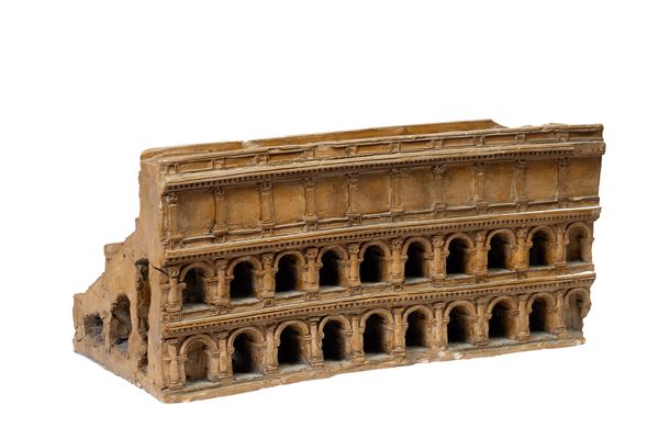 Manifattura napoletana, XIX secolo - Modello architettonico classico, probabilmente tratto dall'Anfiteatro Classico di Pozzuoli