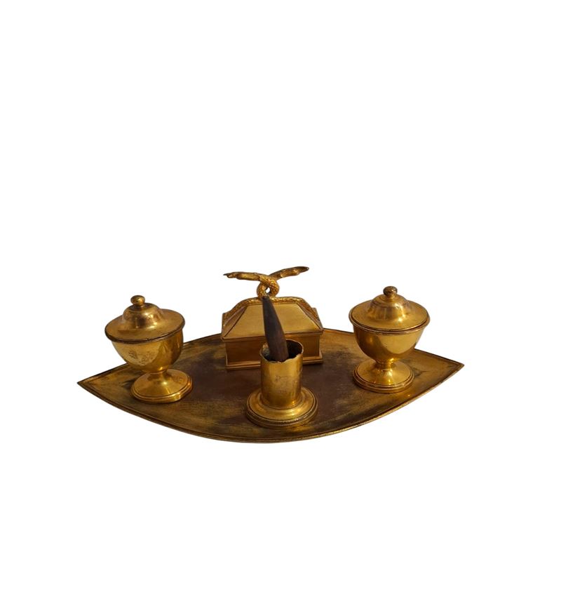Set da scrivania in bronzo dorato