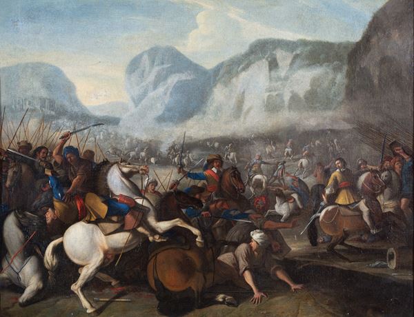 cerchia di Aniello Falcone (Napoli, 1607 &#8211; 1656) - Scontro di cavalleria
