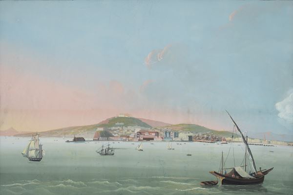 Scuola napoletana, XIX secolo - Naples from the sea