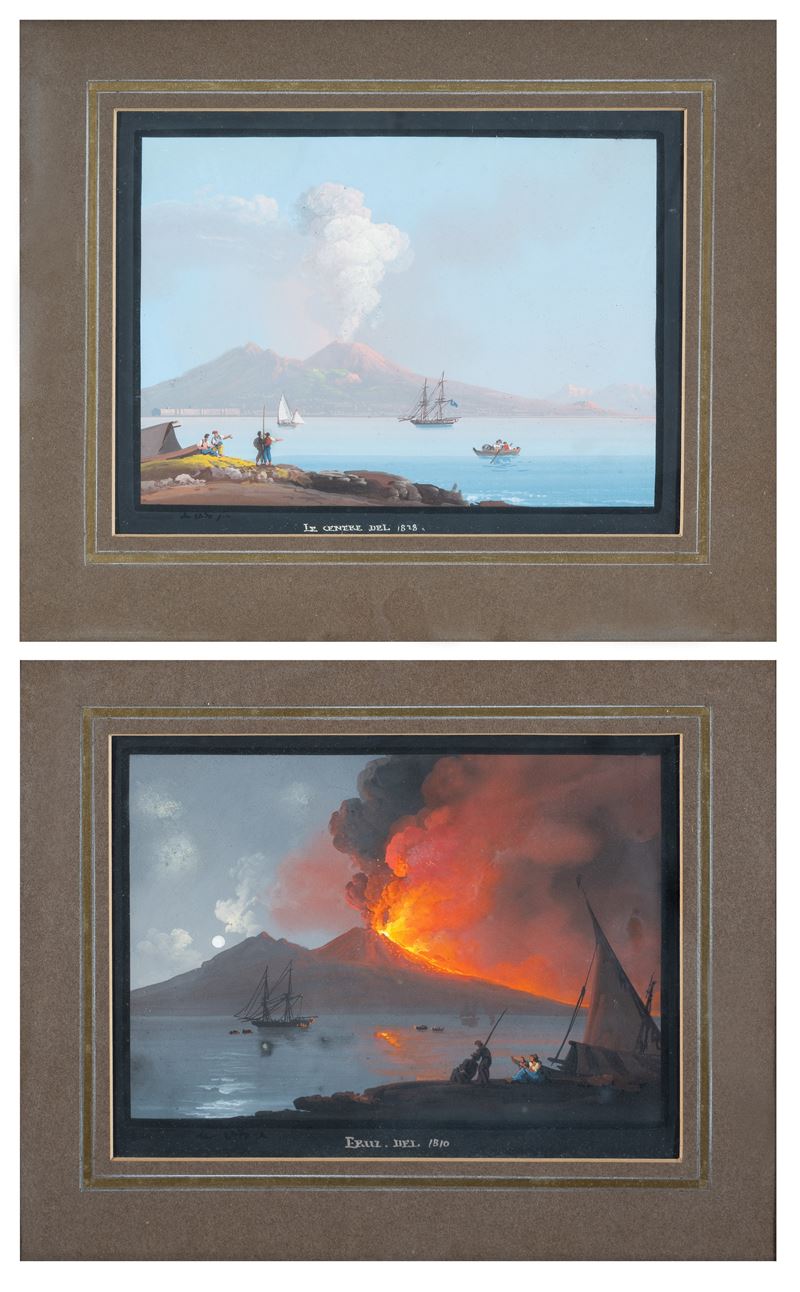 a) La cenere del 1828; b) Eruzione del 1810