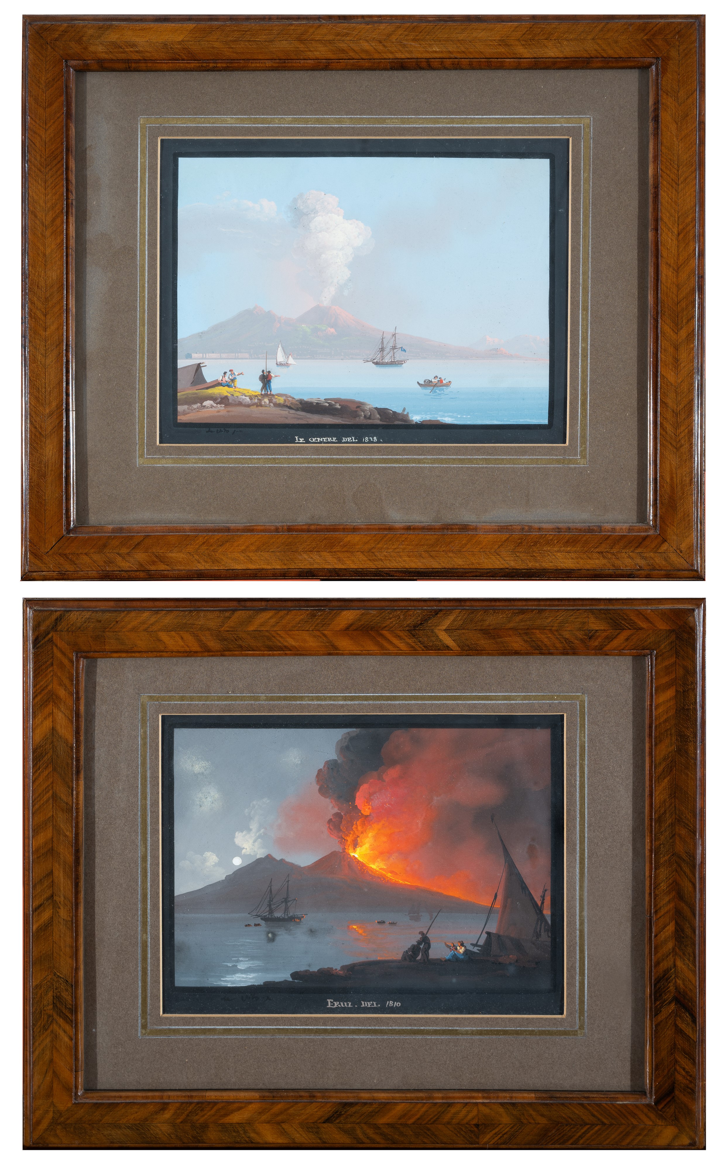 a) La cenere del 1828; b) Eruzione del 1810