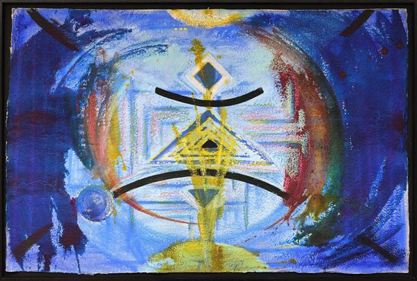 Bruno Ceccobelli : Manu  (1988)  - Acquerello su cartone pressato - Asta Arte Moderna e Contemporanea - Blindarte Casa d'Aste