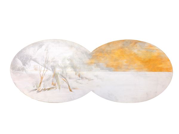 Radu Dragomirescu : Senza titolo  - Tecnica mista su carta applicata su pannello - Asta Arte Moderna e Contemporanea - Blindarte Casa d'Aste