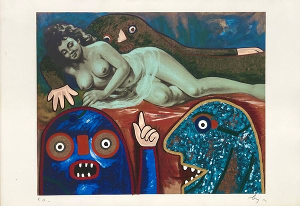 Enrico Baj - Sir James Melville e lo sceriffo Hasan Pacha ritrovano Elena Pavlovna