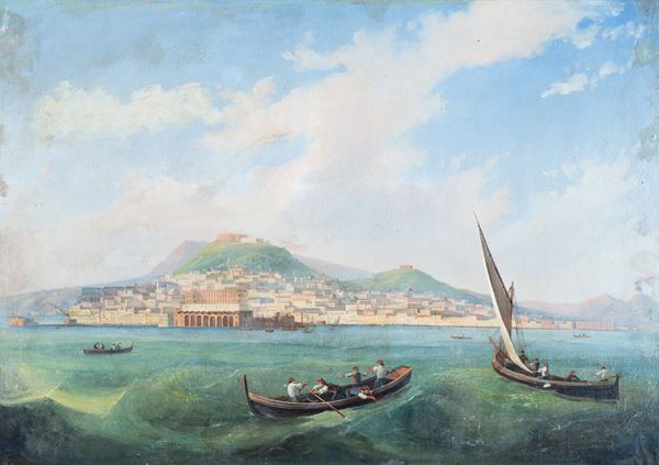 Scuola napoletana, met&#224; XIX secolo - Veduta di Napoli dal mare