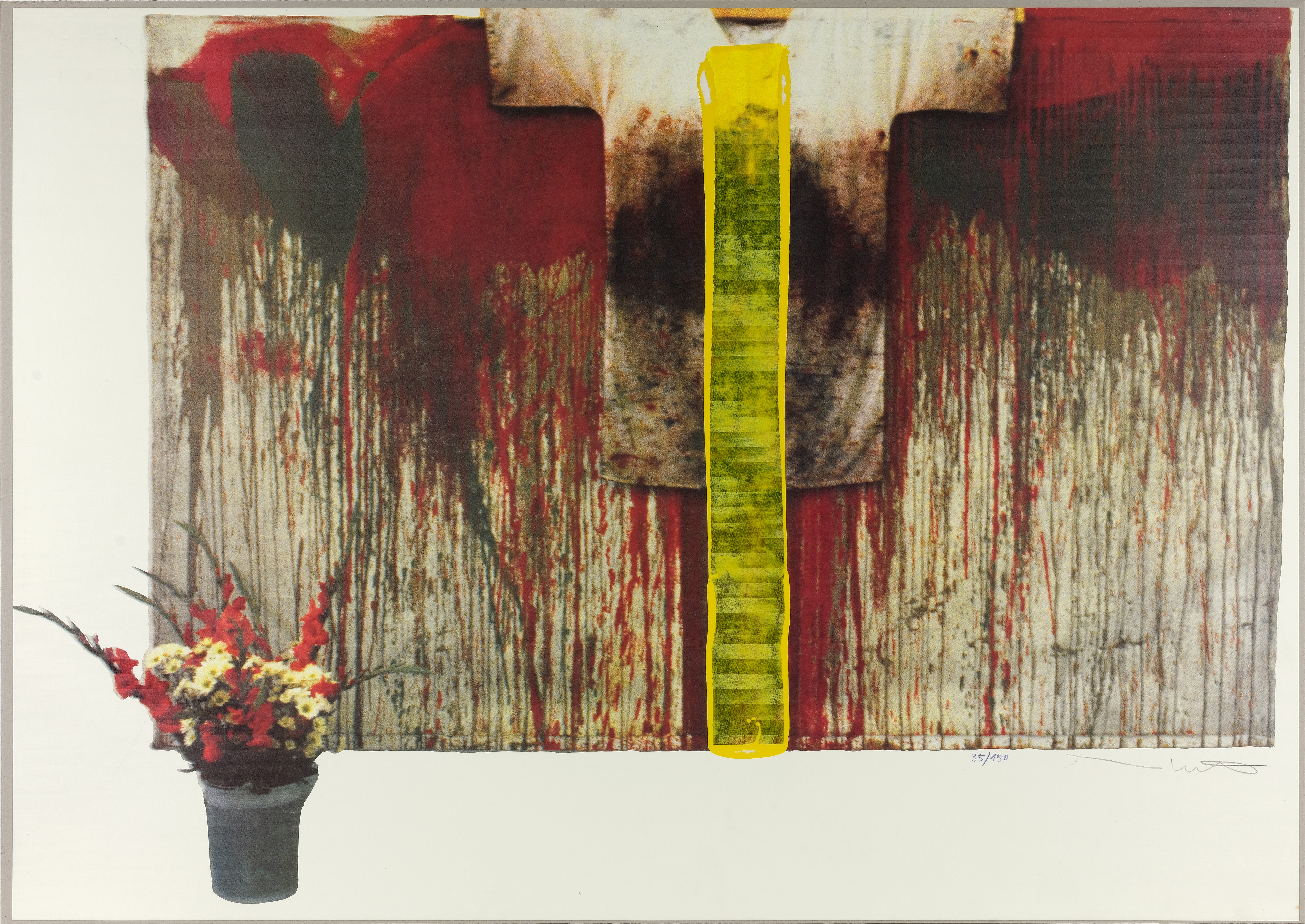 Übermalte bild-lithographien