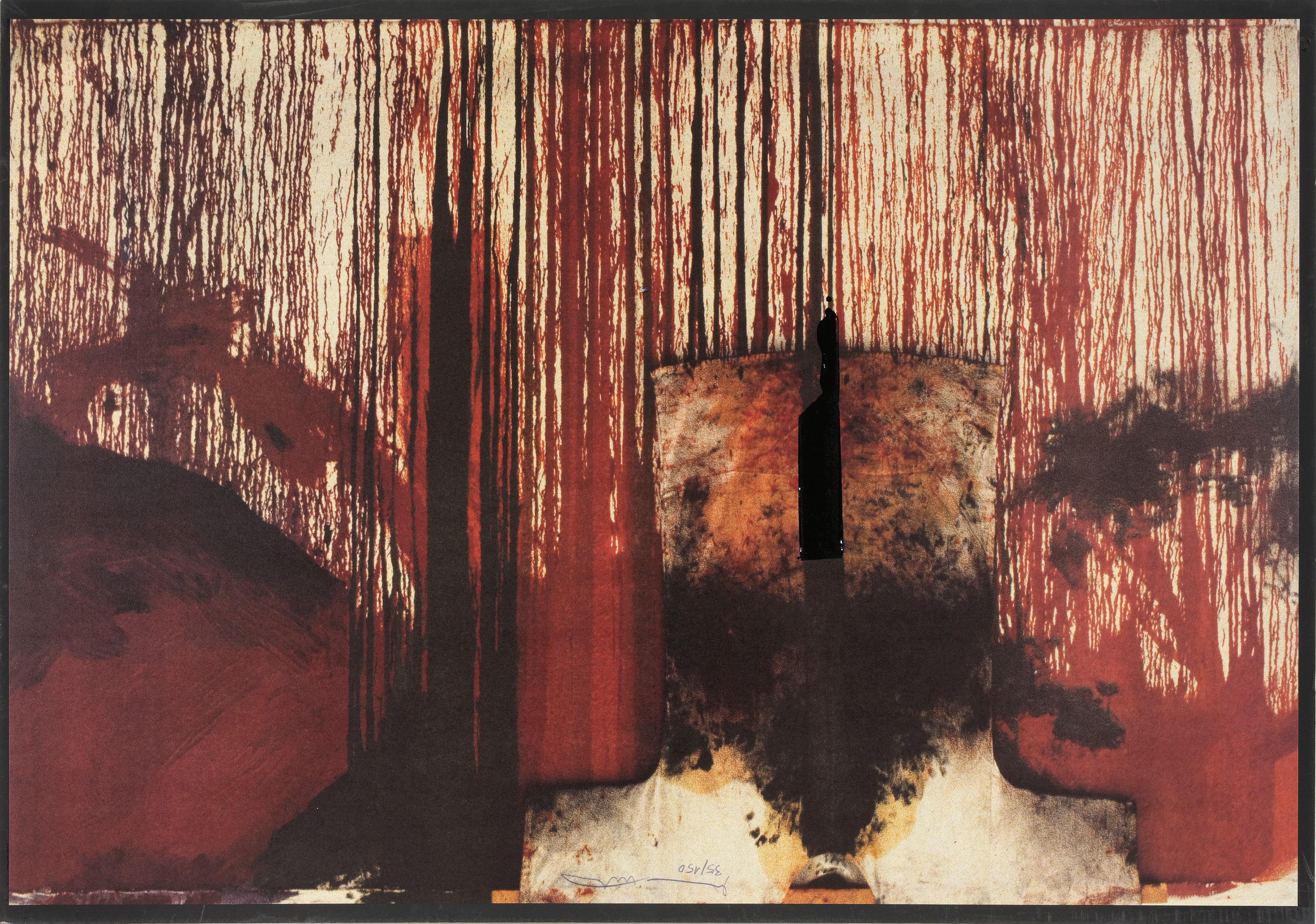 Übermalte bild-lithographien