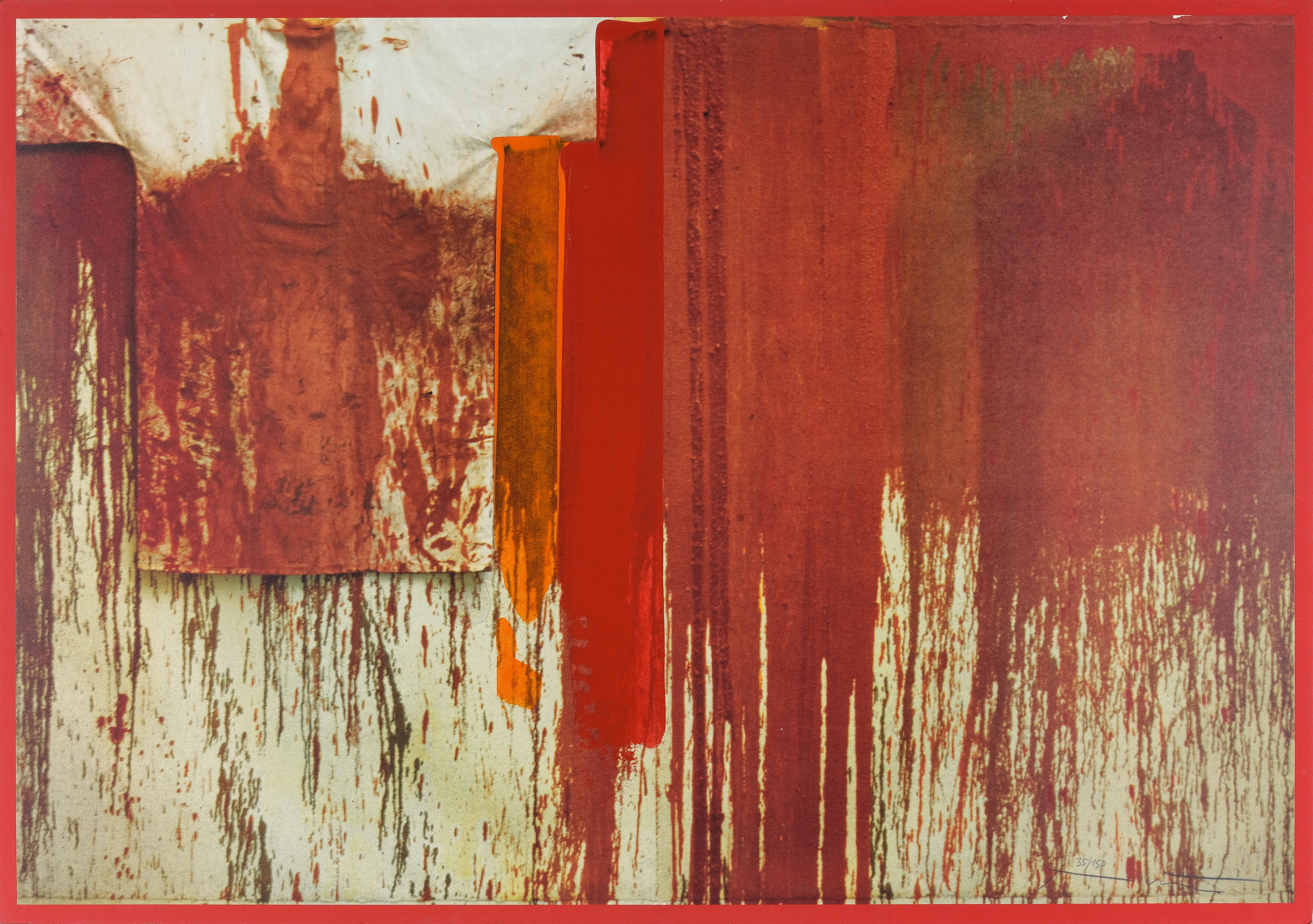 Übermalte bild-lithographien