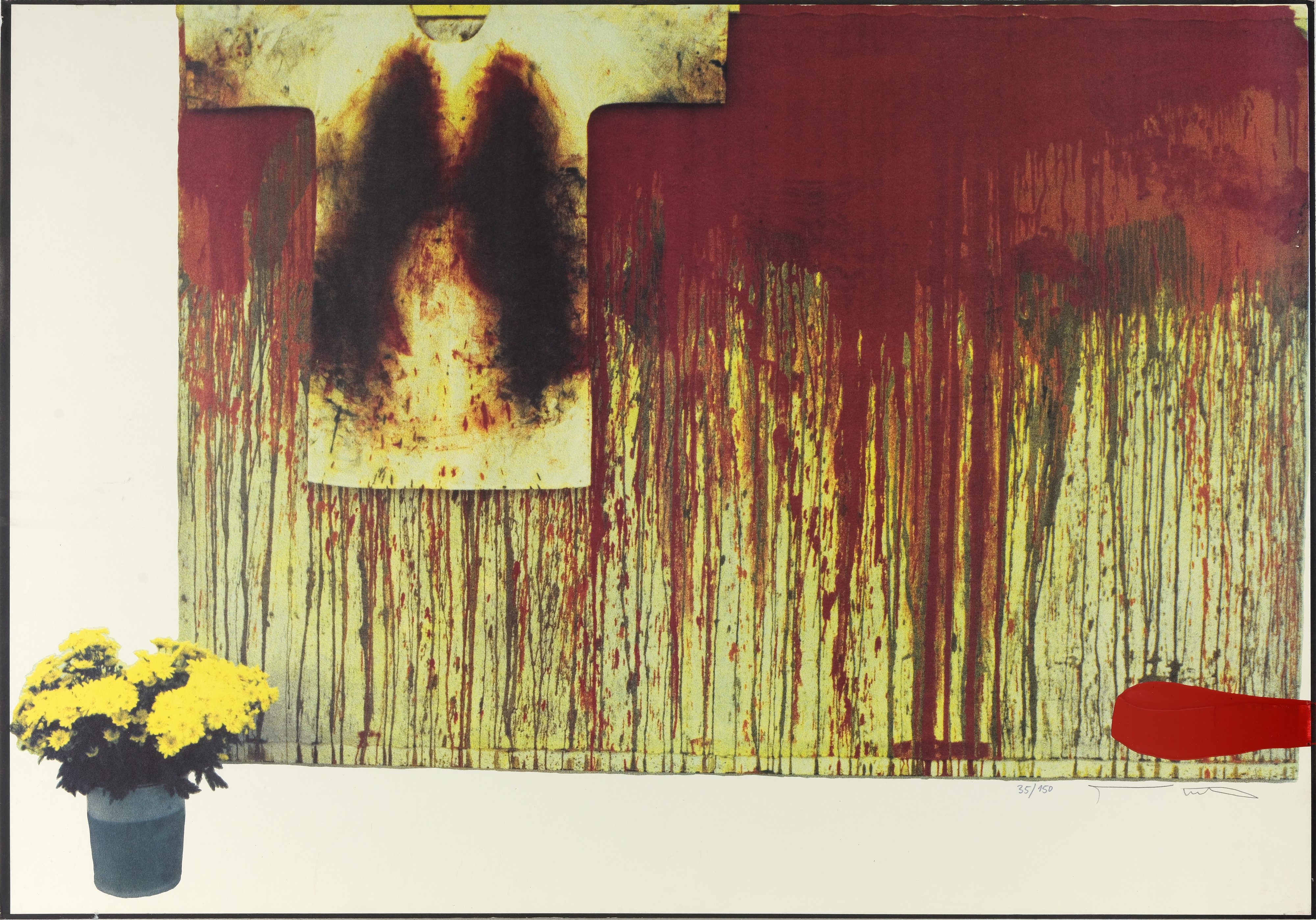 Übermalte bild-lithographien