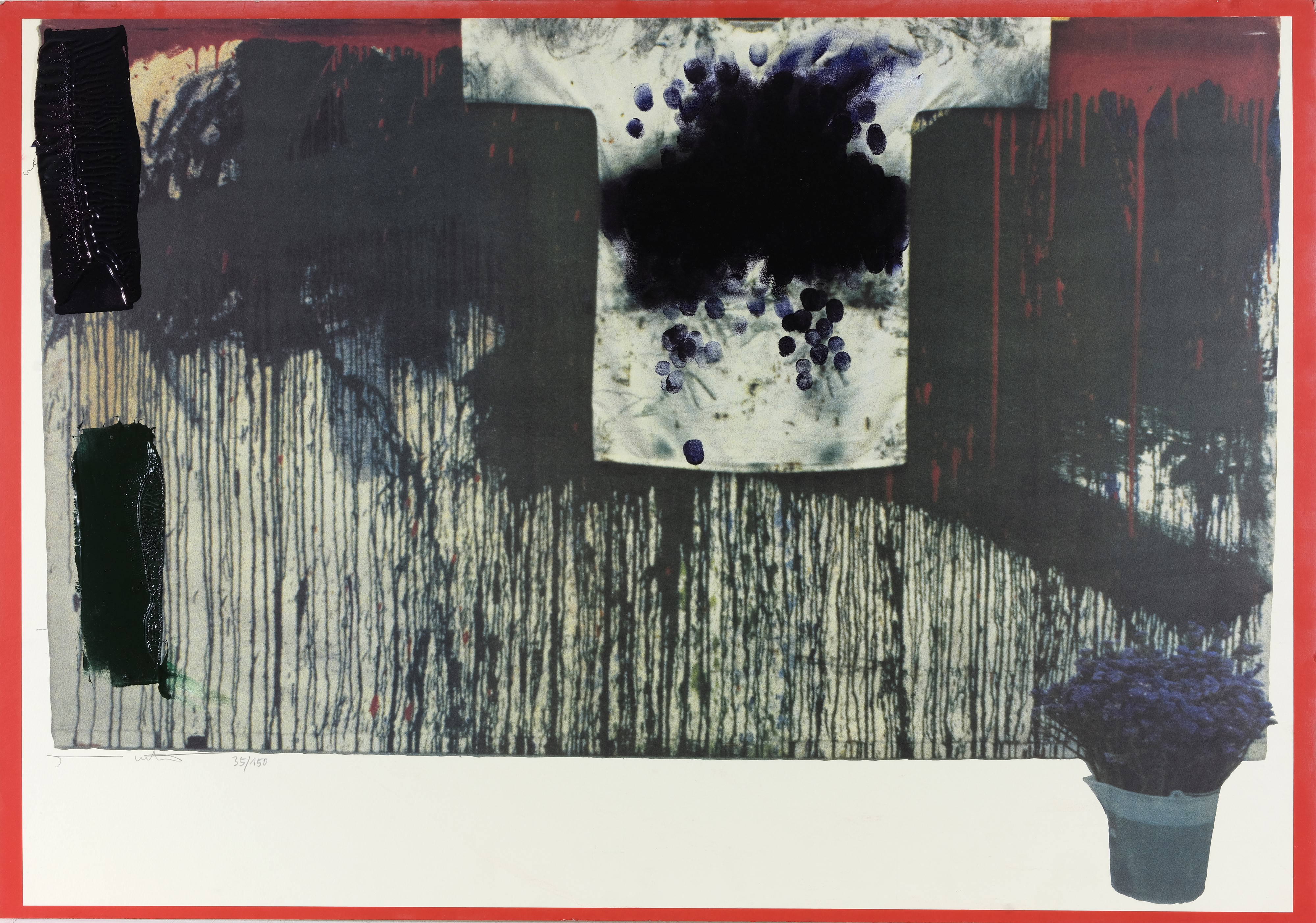 Übermalte bild-lithographien