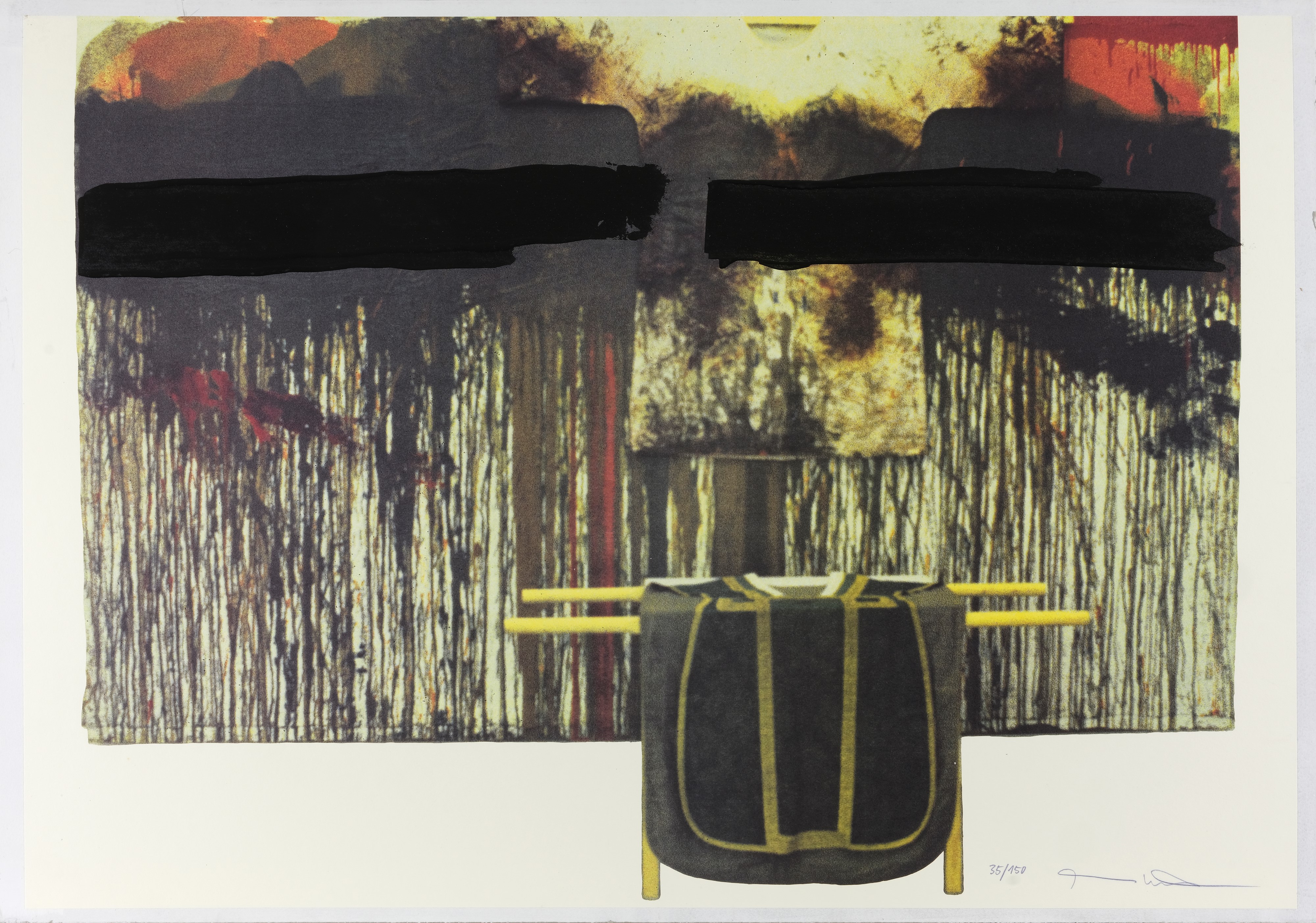 Übermalte bild-lithographien